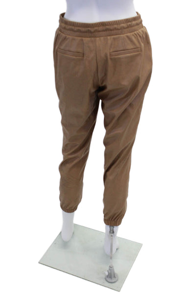 Philanthropy Womens Faux Leather Drawstring Jogger Pants Brown Size S