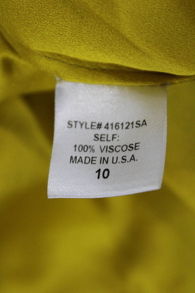 Adam Lippes Womens Textured Long Sleeve Round Neck Sleek Top Yellow Size 10 LL19