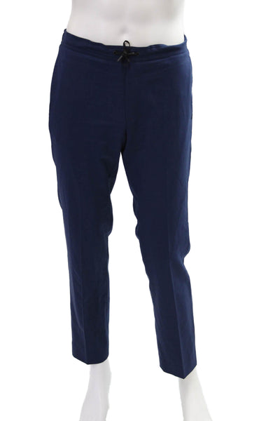 Sandro Men's Drawstring Waist Flat Front Straight Leg Pants Navy Blue Size 40