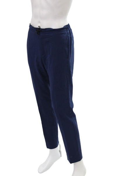 Sandro Men's Drawstring Waist Flat Front Straight Leg Pants Navy Blue Size 40