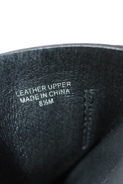 J/Slides Womens Leather Open Toe Slide On Platform Sandals Black Size 8.5M