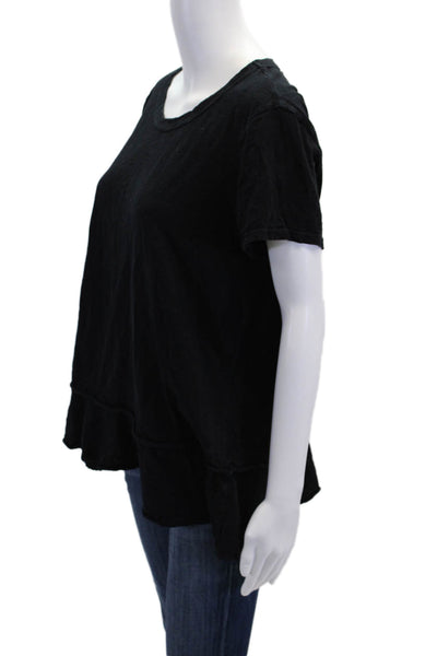 Wilt Womens Cotton Short Sleeve Round Neck Layered Blouse Black Size L