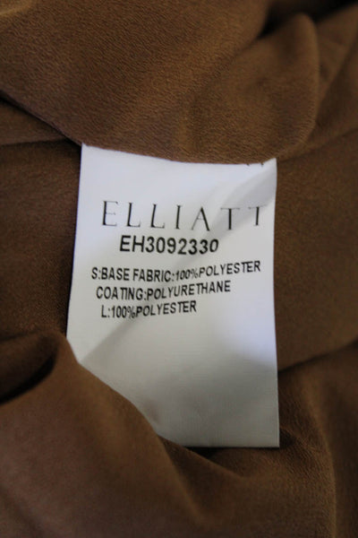 Elliatt Womens Faux Leather One Shoulder Puff Sleeve Mini Dress Bronze Size S