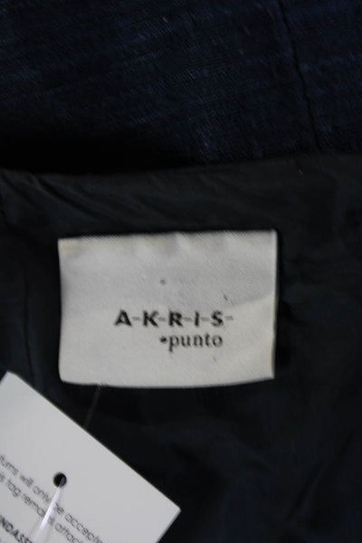 Akris Womens Silk Round Neck Cap Sleeve Zippered A- Line Dress Dark Blue Size 6