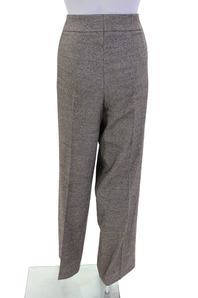 Escada Womens Wool Blend High Rise Pleated Straight Leg Pants Brown Size 44