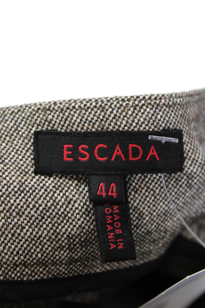 Escada Womens Wool Blend High Rise Pleated Straight Leg Pants Brown Size 44