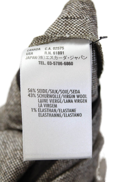 Escada Womens Wool Blend High Rise Pleated Straight Leg Pants Brown Size 44