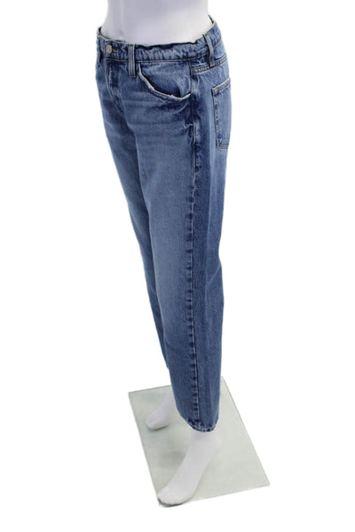 Frame Womens Fly Button Distress High Rise Medium Wash Slouch Jeans Blue Size 26