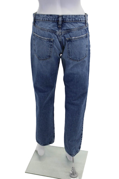Frame Womens Fly Button Distress High Rise Medium Wash Slouch Jeans Blue Size 26