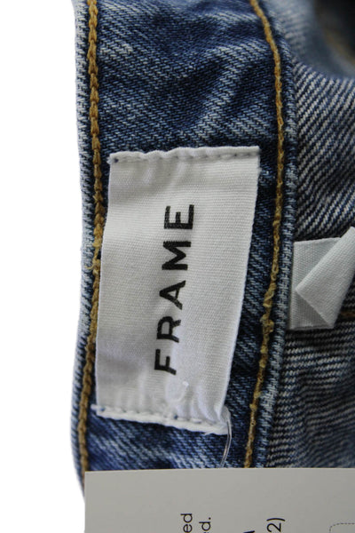 Frame Womens Fly Button Distress High Rise Medium Wash Slouch Jeans Blue Size 26
