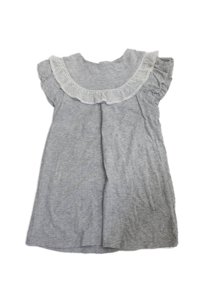 Chloe Toddler Cotton Short Sleeve Lace Trim Casual T-shirt Gray Size 03