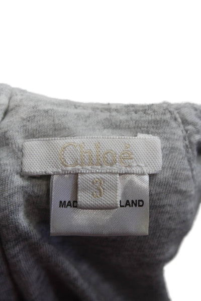 Chloe Toddler Cotton Short Sleeve Lace Trim Casual T-shirt Gray Size 03