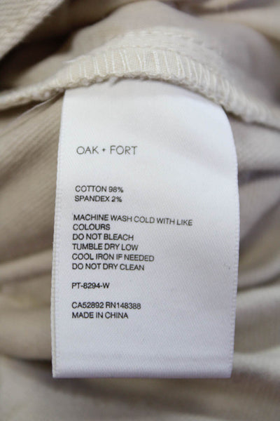 Oak + Fort Womens Cotton Wide Leg Elastic Waist Pants Champagne Size S