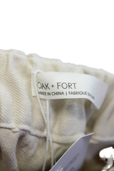 Oak + Fort Womens Cotton Wide Leg Elastic Waist Pants Champagne Size S