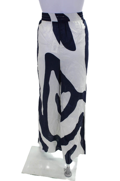 Milly Cabana Womens Cotton Diagonal Stripe Wide Legged Pants White Size 8