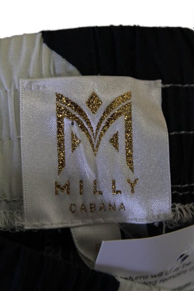Milly Cabana Womens Cotton Diagonal Stripe Wide Legged Pants White Size 8