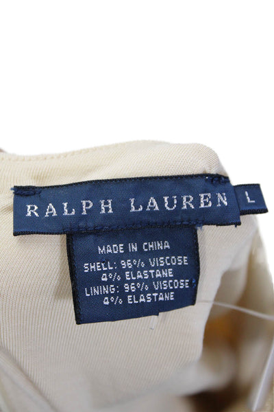 Ralph Lauren Blue Label Womens Round Neck Short Sleeve Maxi Dress Beige Size L