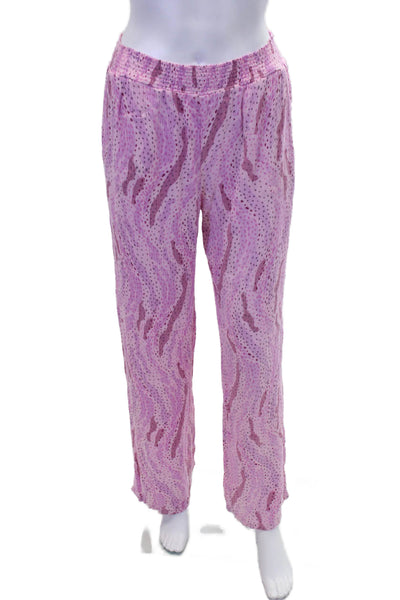 PJ Salvage Womens Printed Ruffle Scoop Neck Sleeveless Top Pajama Set Pink Sz S