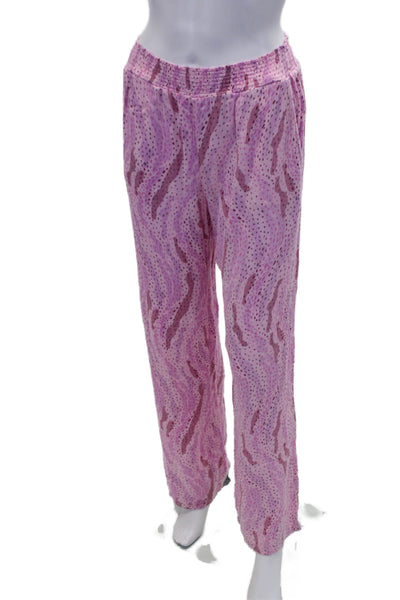 PJ Salvage Womens Printed Ruffle Scoop Neck Sleeveless Top Pajama Set Pink Sz S