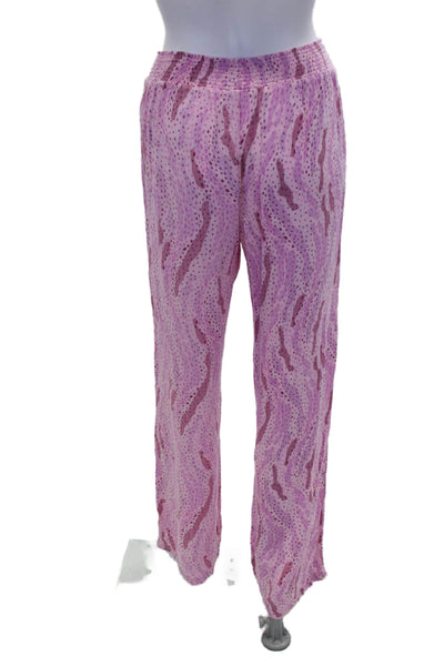 PJ Salvage Womens Printed Ruffle Scoop Neck Sleeveless Top Pajama Set Pink Sz S
