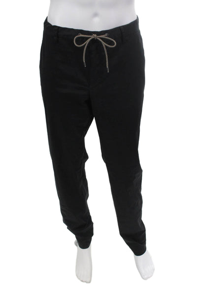 Oeko-Tex Mens Drawstring Flat Front Straight Leg Pants Solid Black Size 36X34