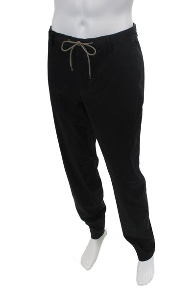 Oeko-Tex Mens Drawstring Flat Front Straight Leg Pants Solid Black Size 36X34