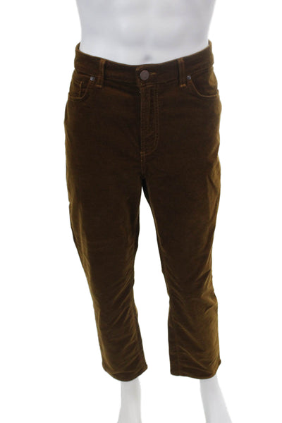 Monfrere Mens Cotton Blend Velvet Flat Front Straight Leg Pants Brown Size 36