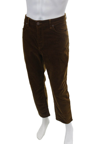 Monfrere Mens Cotton Blend Velvet Flat Front Straight Leg Pants Brown Size 36