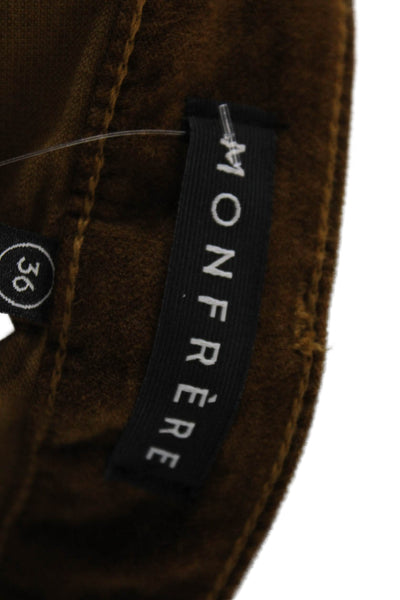 Monfrere Mens Cotton Blend Velvet Flat Front Straight Leg Pants Brown Size 36