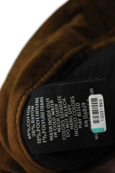 Monfrere Mens Cotton Blend Velvet Flat Front Straight Leg Pants Brown Size 36