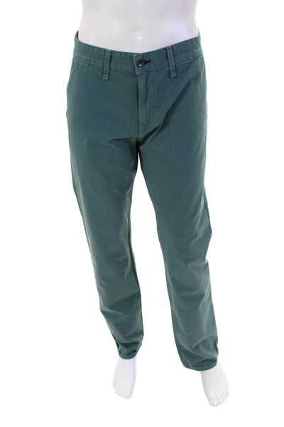 Rag & Bone Mens Zip Up Straight Leg Khaki Pants Blue Cotton Size 33