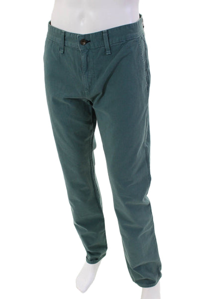 Rag & Bone Mens Zip Up Straight Leg Khaki Pants Blue Cotton Size 33