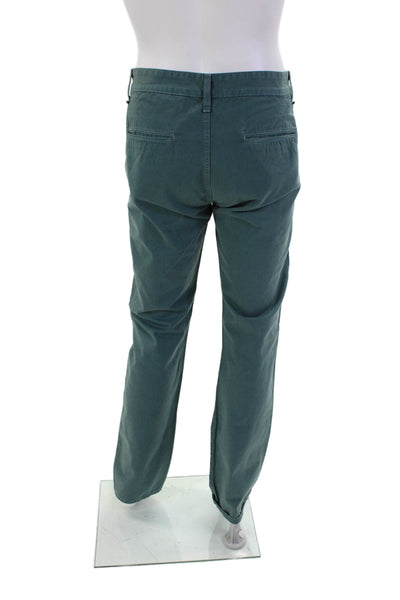 Rag & Bone Mens Zip Up Straight Leg Khaki Pants Blue Cotton Size 33
