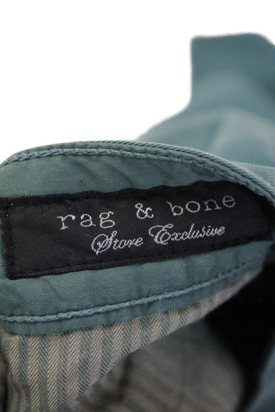 Rag & Bone Mens Zip Up Straight Leg Khaki Pants Blue Cotton Size 33