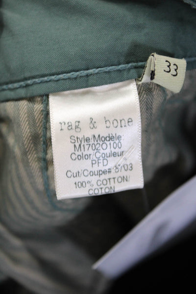 Rag & Bone Mens Zip Up Straight Leg Khaki Pants Blue Cotton Size 33