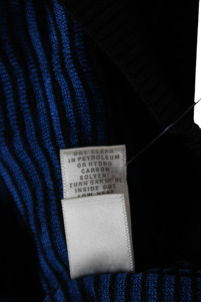 St. John Womens Striped Crew Neck Sweater Blue Black Wool Blend Size Small