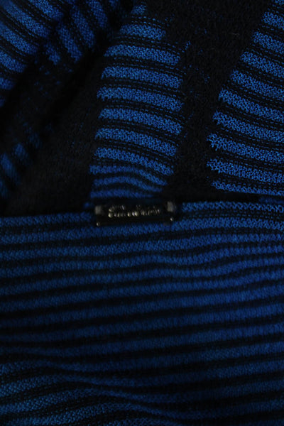 St. John Womens Striped Crew Neck Sweater Blue Black Wool Blend Size Small