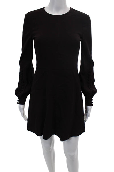 ALC Womens Back Zip Long Sleeve Crew Neck Swing Dress Burgundy Wool Size 0