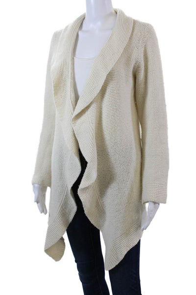 Joseph Womens Cable Knit Cowl Neck Open Front Cardigan Sweater Top White Size M