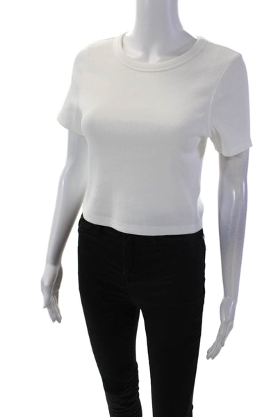 Everlane Womens Cotton Cropped Short Sleeve Crew Neck T-Shirt White Size M