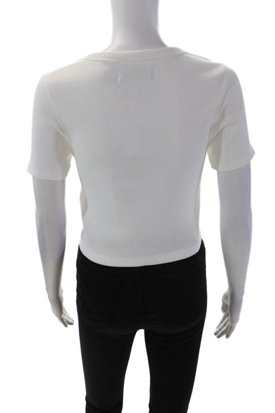 Everlane Womens Cotton Cropped Short Sleeve Crew Neck T-Shirt White Size M