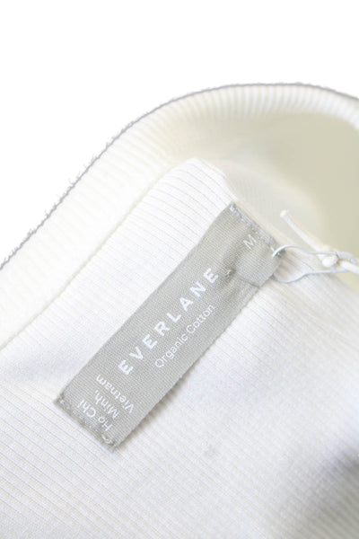 Everlane Womens Cotton Cropped Short Sleeve Crew Neck T-Shirt White Size M