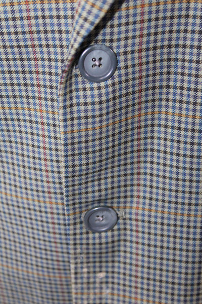 Gorsart Mens Two Button Notched Lapel Plaid Blazer Jacket Green Wool Size 42R
