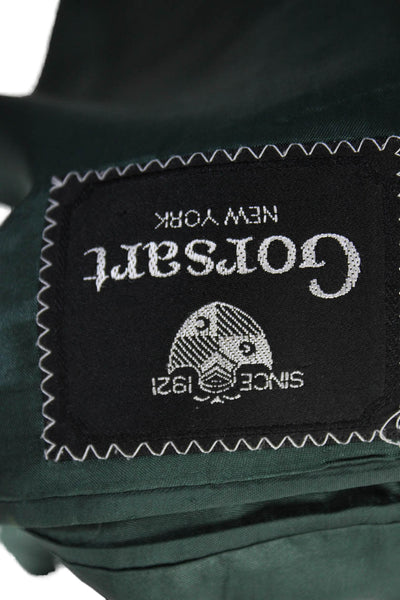 Gorsart Mens Two Button Notched Lapel Plaid Blazer Jacket Green Wool Size 42R