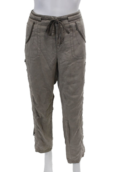 Marrakech Womens Mid-Rise Metallic Toned Hardware Cargo Pants Gray Size 27