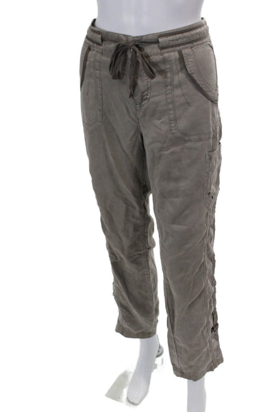 Marrakech Womens Mid-Rise Metallic Toned Hardware Cargo Pants Gray Size 27