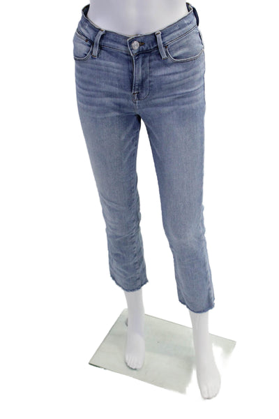 Frame Womens Zip Button High Waisted Straight Denim Jeans Blue Size EUR 26