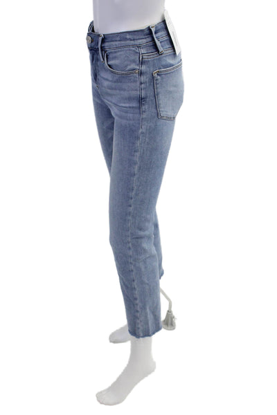Frame Womens Zip Button High Waisted Straight Denim Jeans Blue Size EUR 26