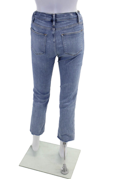 Frame Womens Zip Button High Waisted Straight Denim Jeans Blue Size EUR 26