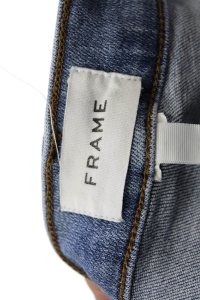 Frame Womens Zip Button High Waisted Straight Denim Jeans Blue Size EUR 26